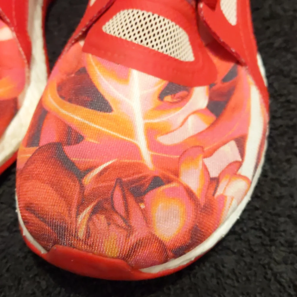 adidas Pure Boost X “Power Red” Floral Workout Running Shoes - Picture 4 of 11